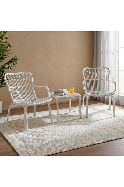 Danube Home Serena Balcony Set 2+1-White, Furniture Piece For Living Room And...