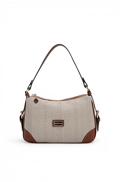 Silver Polo Beige - Tan Straw Women's Shoulder Bag Sp1269