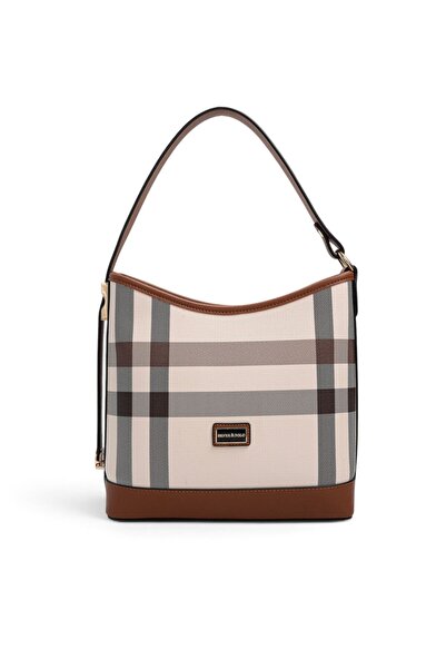 Silver Polo Cream - Tan Plaid Women's Shoulder Bag Sp1286