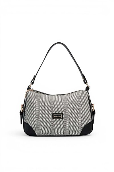 Silver Polo Black and White - Black Straw Women's Shoulder Bag Sp1269