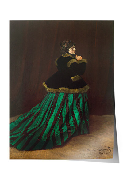 Zestia Poster Premium Claude Monet, Femeie în rochie verde, Portretul lui Cam...