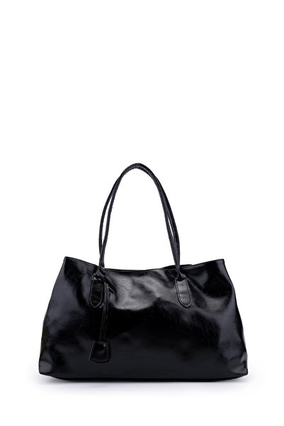 minebag Faux Leather Magnet Closure Women's Handbag Diaz Black Patent Leather