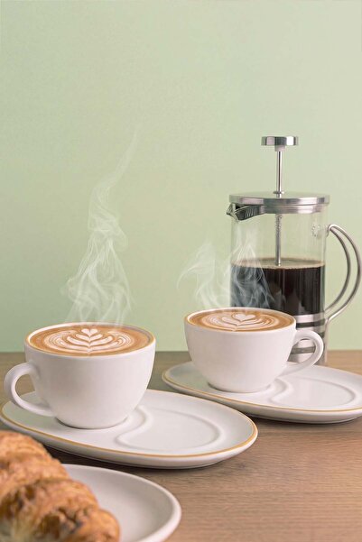 Rivaİstanbul Gold Line Damla Coffee Presentation Set for 2 People - 4 Pieces