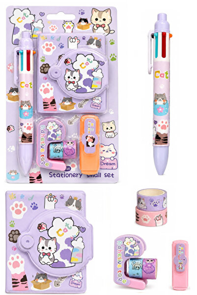 GLANCE Kreatif Kalemli Mini Notebook Stationery Set (Cat) 2