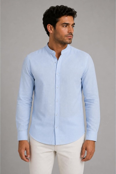 jack carisma Regular Slim 100% Cotton Linen Textured Shirt with Stylish Colla...