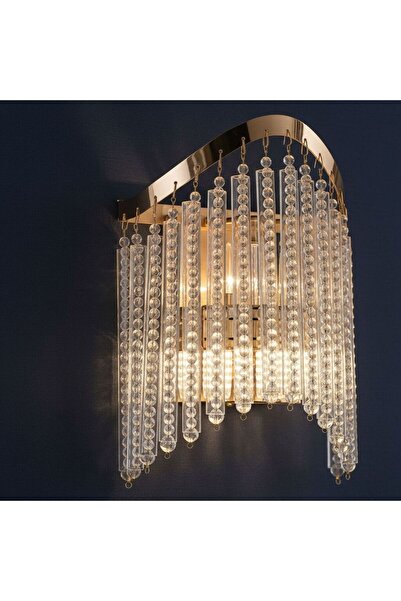 Danube Home Zahra Crystal Wall Lamp Crystal And Metal Gold, Wall Mounted Ligh...