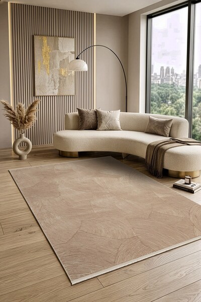Karmen Halı Luxia LU001B Bej Akrilik Modern Salon Koridor Yatak ve Oturma Odası Halısı