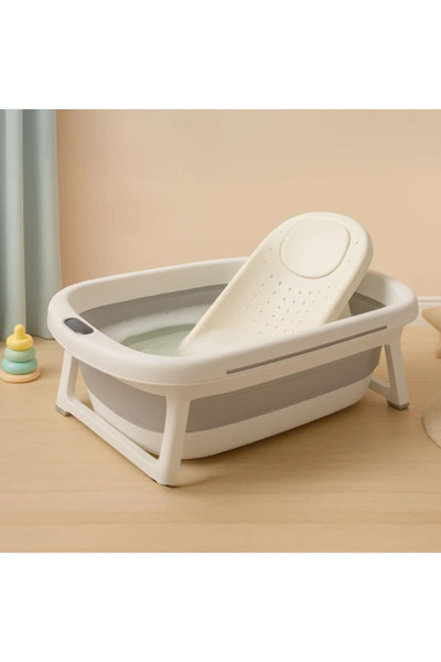 Generic Brand Suport pentru baie bebelusi , ergonomic, moale, pliabil, sigur si confortabil, 0-12 luni, alb-gri