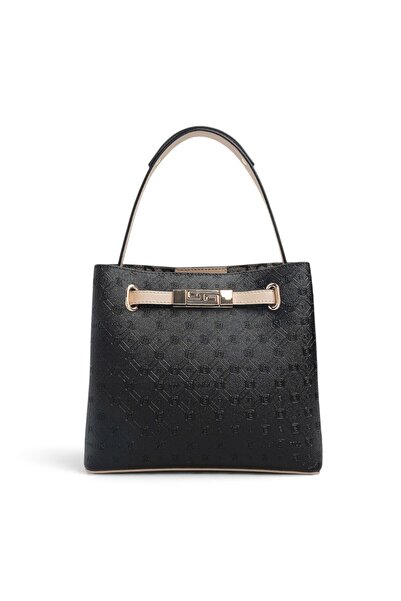Silver Polo Black - Women's Handbag with S.Nut Logo Sp1293