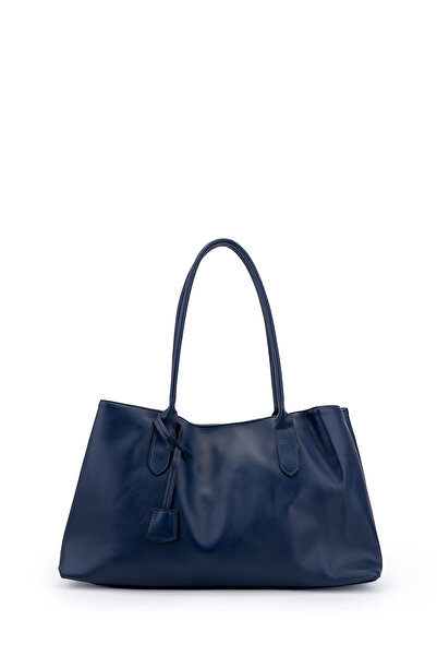 minebag Faux Leather Magnet Closure Women's Handbag Diaz Navy Blue
