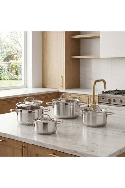 chef's delight Alfa 10 -Piece Stainless Steel Cookware Set, Cookware Set For ...