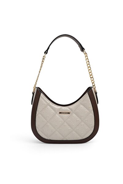 Silver Polo Beige - Brown Logo Women's Shoulder Bag Sp1168