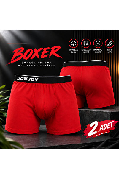 Erkek bordo 2'li paket Bel lastikli Boxer