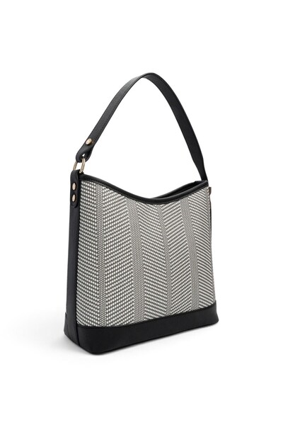 Silver Polo Black and White - Black Straw Women's Shoulder Bag Sp1286