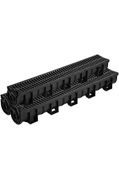 Vivatechnix Kit 3 x Rigole Plastic HDPE, 15 x 13 x 100 cm, Negru, profil redus