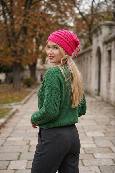 Ritagarcia Women's Drawstring Backless Loose Knitwear Beanie - Flowy Winter B...