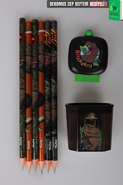 T-Rex X Dekomus Licensed Jurassic World 6-Piece Pencil, Eraser, and Sharpener...
