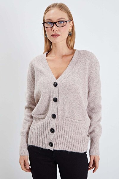 Fulla Moda Cardigan casual din tricotaj cu decolteu în V și buzunare