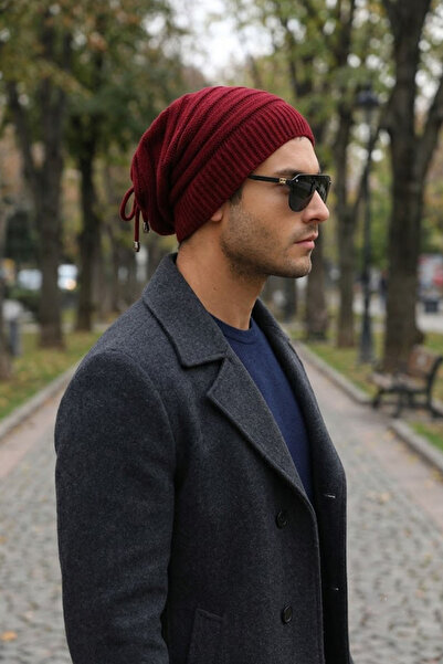 Ritagarcia Unisex Knitwear Beanie with Drawstring at the Back, Winter Draped ...