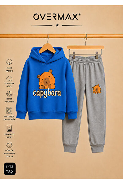 OVERMAX Capybara Printed Hooded Children's Tracksuit Set – Ages 3-12