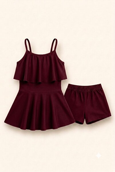 My Kids Wear Girl's Strappy Ruffle Dress and Shorts 2-Piece Set 12918