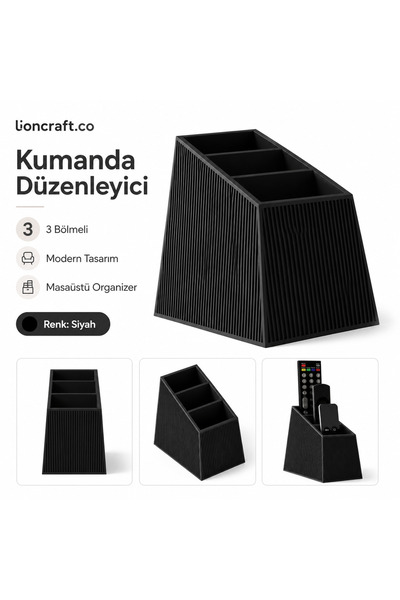 3 Bölmeli Kumanda Standı Düzenleyici Organizer TV Klima Kumandalık Modern Masaüstü Tasarım Stand