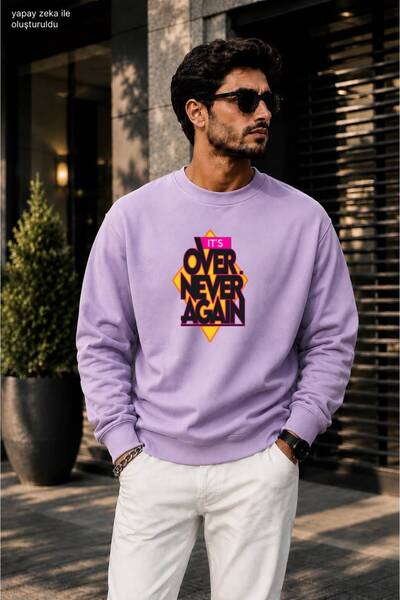 caddekombin Men's It's over Never Again Printed Round Neck Cotton Casual Swea...