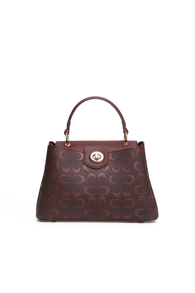 Generic Brand Women’s Leather Handbag – Elegant Patterned Top Handle Bag with...