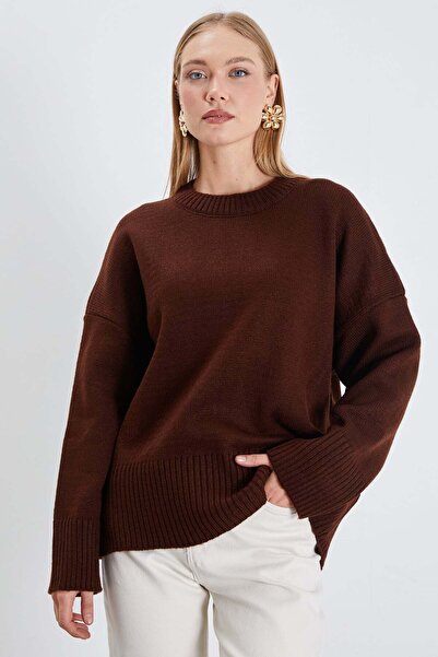 Fulla Moda Πουλόβερ με φαρδιά μανίκια και λαιμόκοψη ποδηλάτου, χαλαρό πλεκτό
