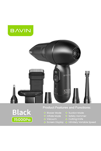 Bavin مكنسة كهربائية صغيرة لاسلكية VC-02 8 في 1 بقوة شفط 15000 باسكال محمولة ...