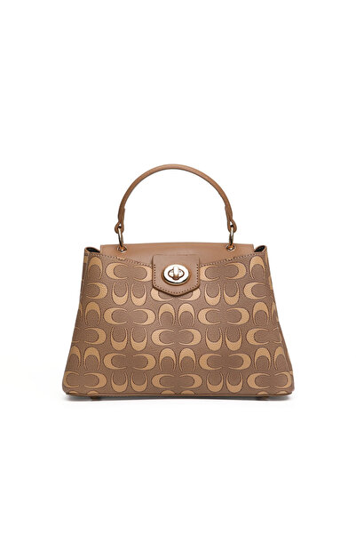Generic Brand Women’s Leather Handbag – Elegant Patterned Top Handle Bag with...