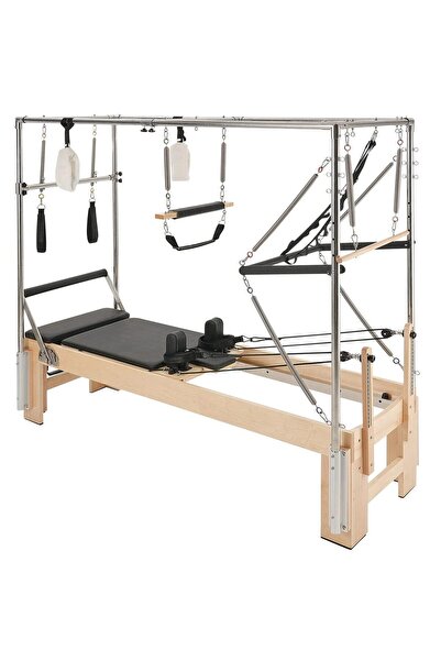 Vivatechnix Aparat de antrenament pilates, Lemn artar/Otel, rezistență dublă ...