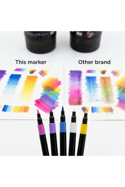 OEM Set de 120 de markere acrilice, vârf rotund moale, cerneală acrilică cu acoperire ridicată, multicolor, 13,5 cm