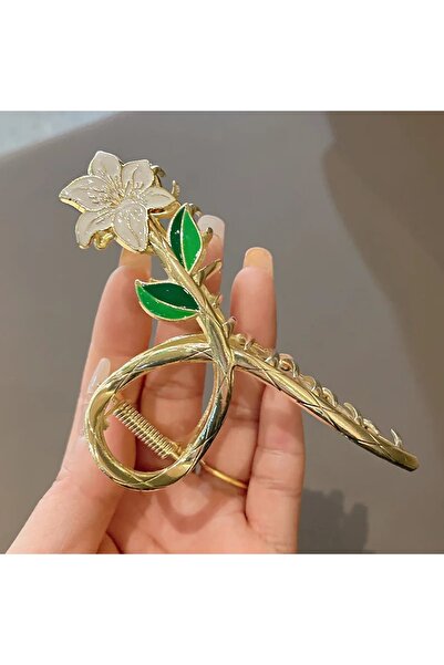 Glamluxe Gold Color Elegance Series Stylish Metal Clasp with Enamel White Lil...