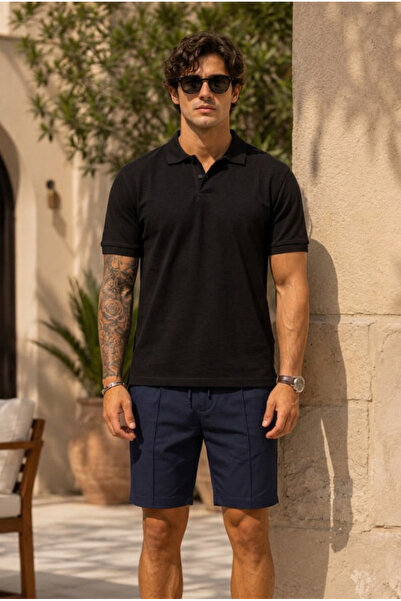 COMBİNE MİCHAİL Men's Regular School Style Black T-Shirt