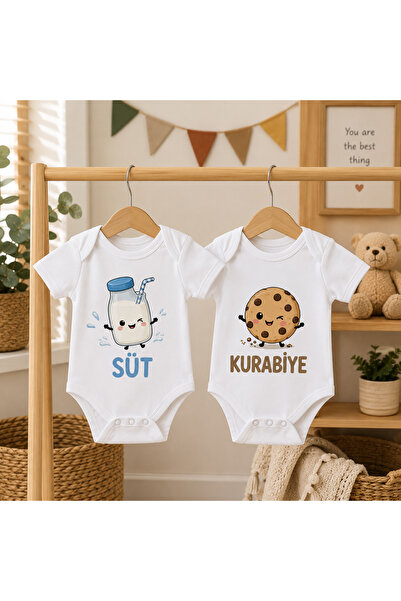 Novera Organic 100% Cotton Funny Twin-Specific Baby Boy Bodysuit