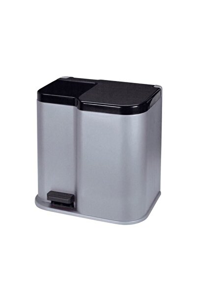 CURVER Cos de gunoi cu aspect inox Bin Duo 21L, plastic, cu pedala, 2 compart...