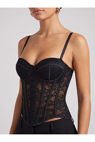MADE İN ITALY OhMyDress Corset elegant din dantelă pentru femei, negru – Mode...