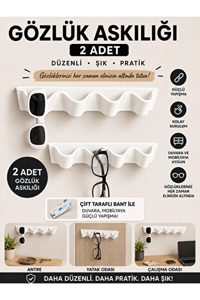 Tofu Adhesive Glasses Hanger – Wall and Cabinet Organizer - 2 Pieces
