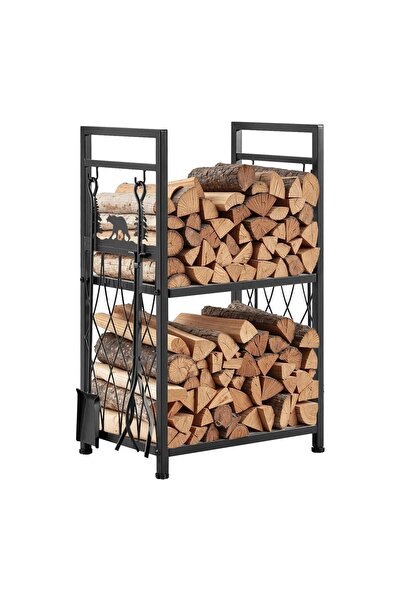 Vivatechnix Suport de lemne pentru semineu, 2 x niveluri, 455 × 330 × 765 mm,...