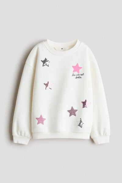 H&M Motif Detaylı ve İçi Tüylü Sweatshirt