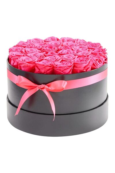 Vivatechnix Cutie rotunda cu 27 trandafiri naturali conservati Forever Flower...