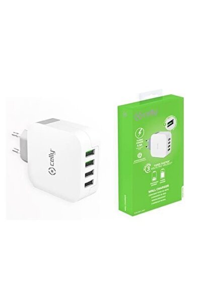 Celly Φορτιστής ταξιδίου 4 USB 4.8A Λευκός (411.721031)