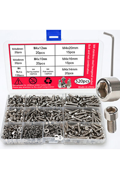Choice 520pcs 520-Piece Stainless Steel Cup-Head Hex Nut and Bolt Set - Inclu...