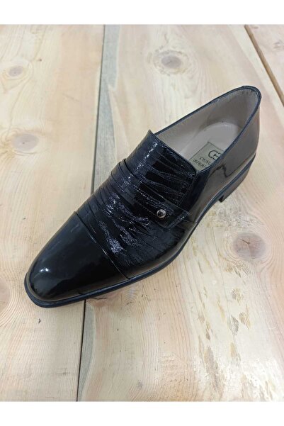LİCCAS Men's Winter Shoes Genuine Leather Rubber Sole Laceless Patent Leather...