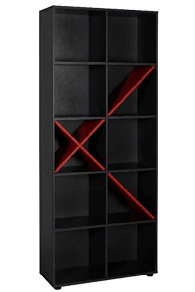 OEMVURAL ΡΑΦΙΕΡΑ ΔΕΚΑ ΘΕΣΕΩΝ 75x30x188 εκ ANTHRACITE/RED