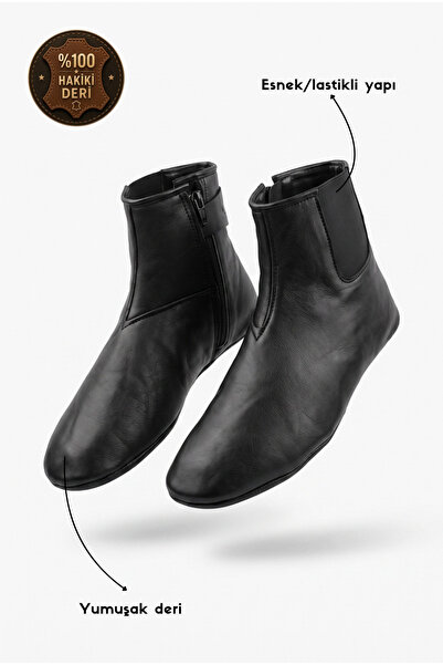 PAPATAY 9104 100% Genuine Leather Mest - Soft Zippered Mest Socks Ablution Socks