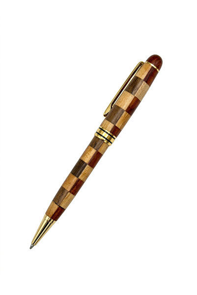 Laser Gallery Handcrafted Chess Pattern Wooden Ballpoint Pen