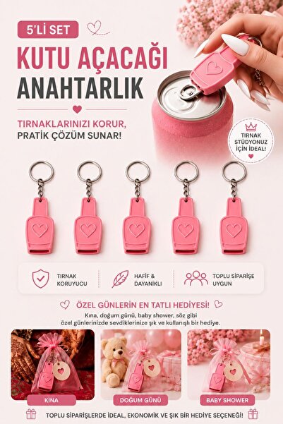 Tofu Anahtarlık & Kutu İçecek Açacağı | 5 li set | Protez Tırnakla rahat kull...