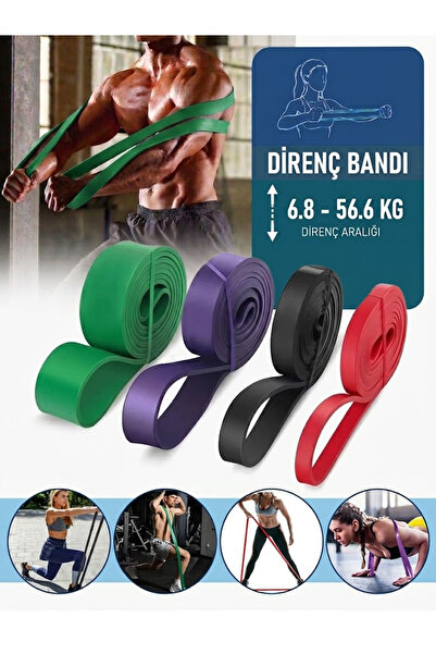 GUS Company 208 CM 4'lü Set Pilates Jimnastik Lastiği Egzersiz Yoga Direnç Ba...